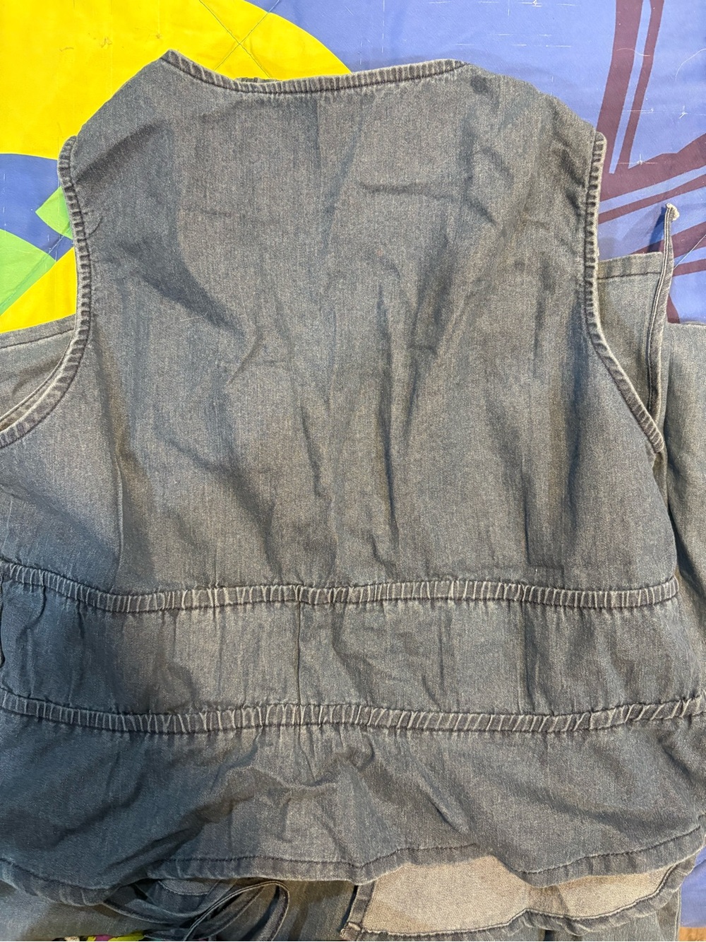 Sleeveless Denim Blue Tiered Wide-Leg pant & top - Picture 7 of 9